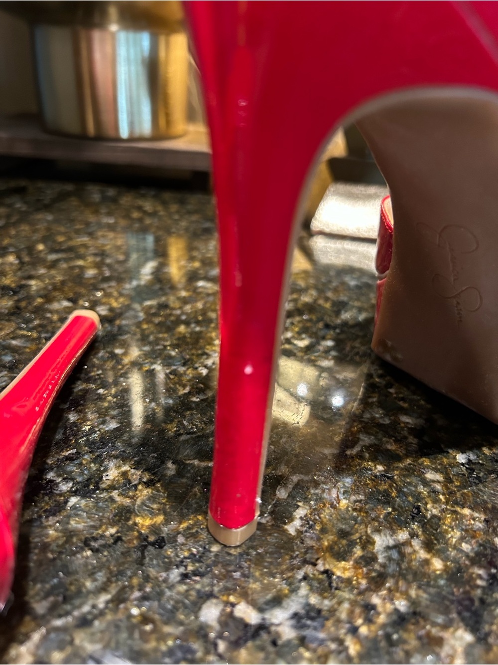 Jessica Simpson Red Patent Leather Peep Toe Slingback Heels